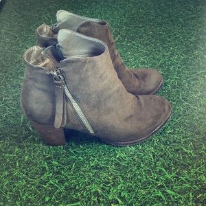 Olive suede Just Fab booties